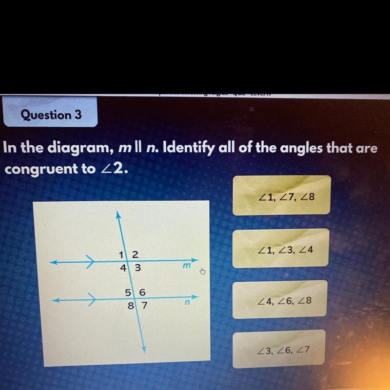 In the diagram, m || n. Identify all of the angles that congruent to <2.-example-1