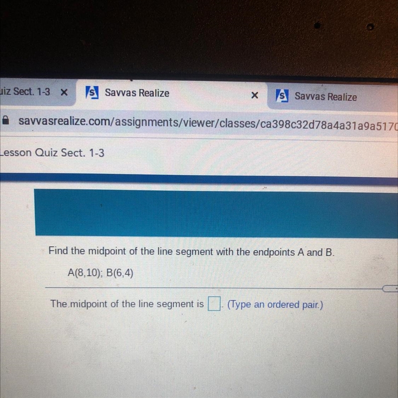 Fine the midpoint of the line segment with the endpoints A and B. A(8,10); B(6,4)-example-1