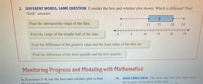 2. Consider the box-and-whisker plot shown. Which is different? Find "both&quot-example-1