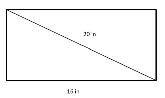 Find the Area of a rectangle whose width is 16 inches and diagonal is 20 inches? What-example-1