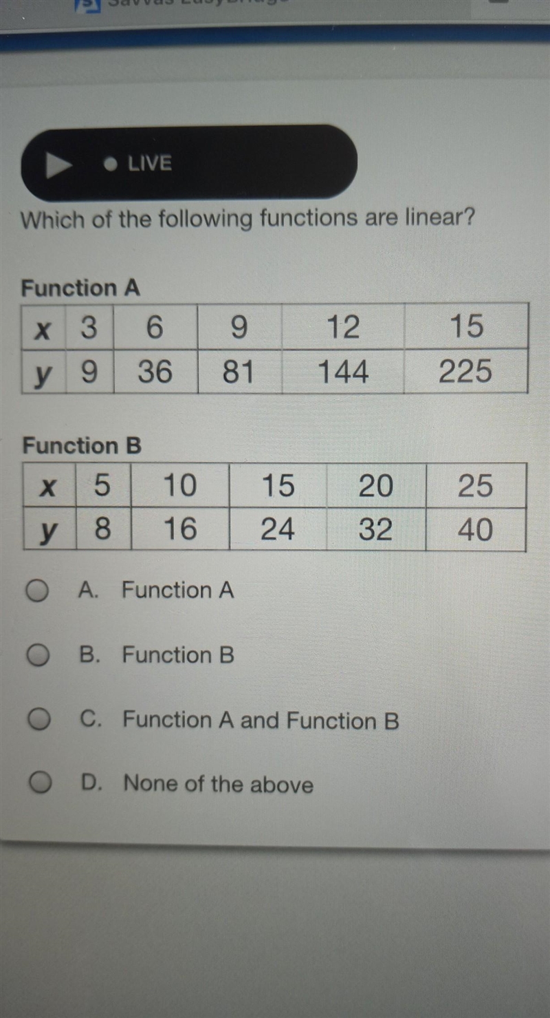 Which of the following functions are linear?​-example-1