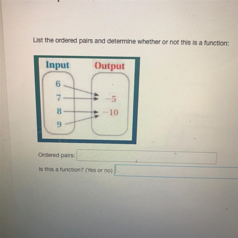 The. Ordered pair? Is this a function yes or no?-example-1