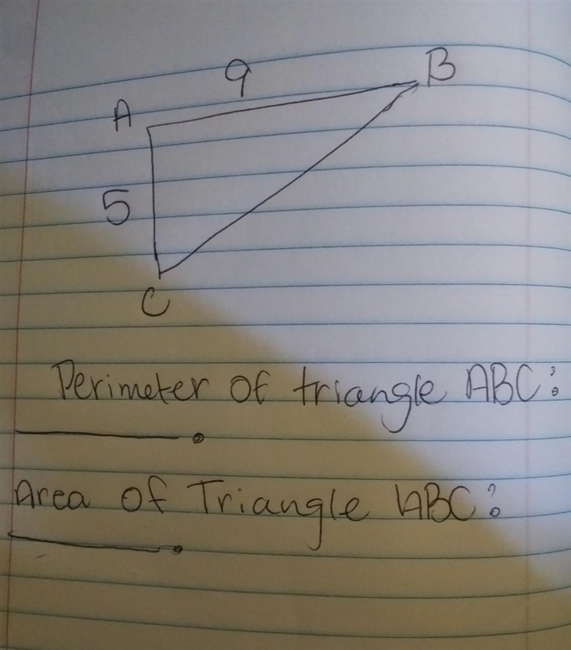 Use the diagram to compute the perimeter and area of the triangle.​-example-1