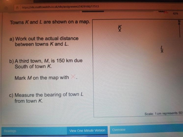 Town k and l are shown on the map-example-1