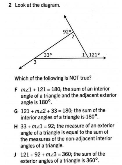 Look at the diagram. Which of the following is NOT true? The answer choices are in-example-1