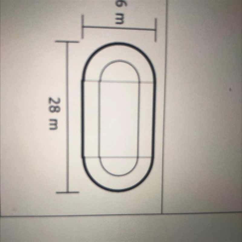 This track is made of a rectangle and two semicircles. Find the perimeter of its outer-example-1