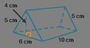 What is the surface area of the triangular prism shown? A.32 square centimeters B-example-1