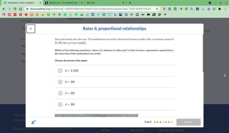 Which of the following equations, where d is distance in miles and t is time in hours-example-1