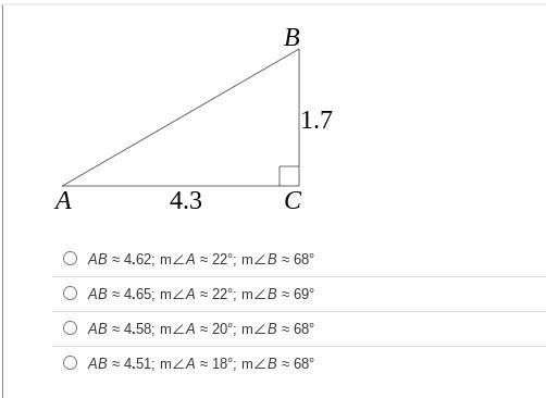 Find the unknown measures. Round lengths to the nearest hundredth and angle measures-example-1