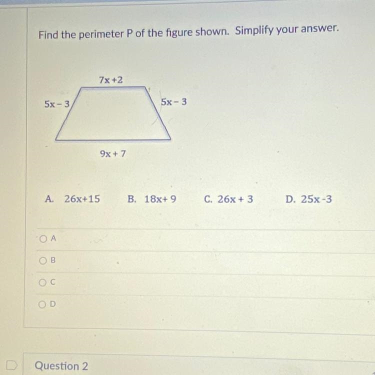 Find the perimeter P of the figure shown. Simplify your answer-example-1