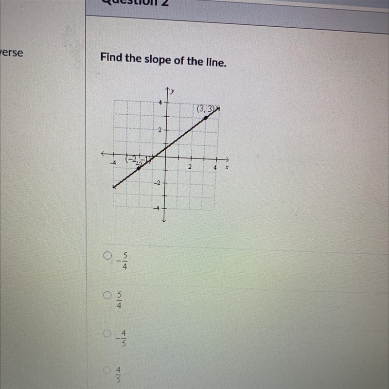 Find the slope on this line (2,2) (3,3)-example-1