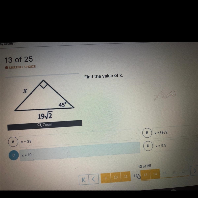 45-45-90...find the value of x?-example-1