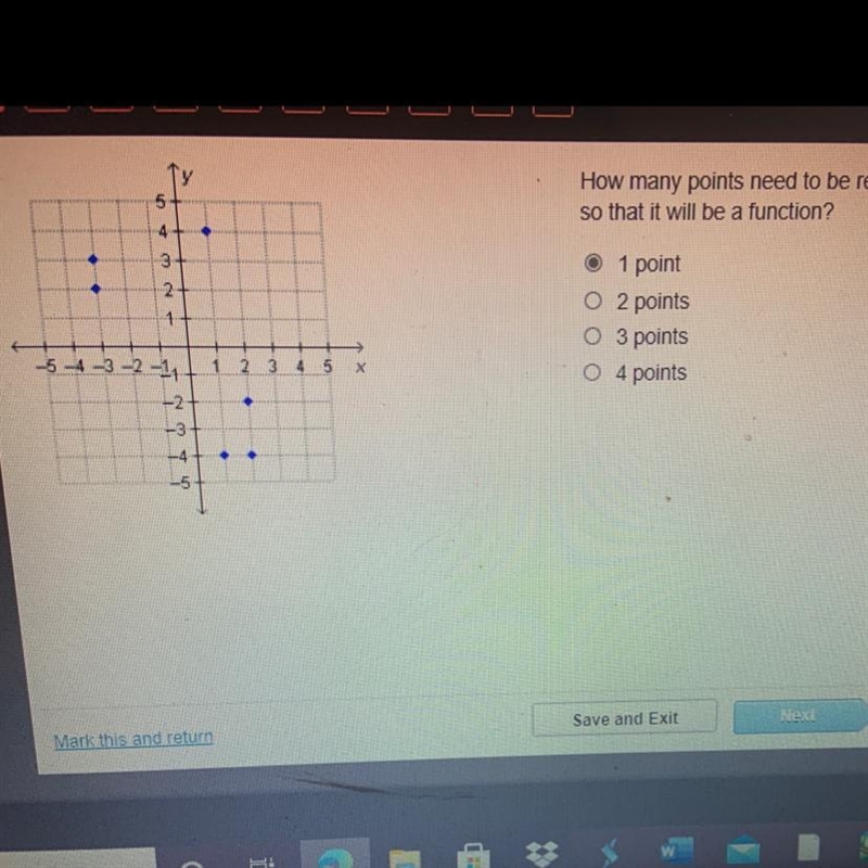 Ту 5 How many points need to be removed from this graph so that it will be a function-example-1