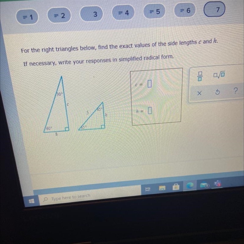 This is due in 20 min somebody pls help For the right triangles below, find the exact-example-1