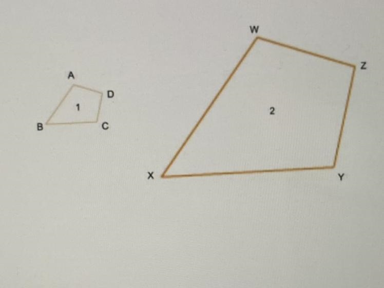 If Shape 1 is a scale copy of shape 2, What side corresponds of side AB? A. XY B. WZ-example-1