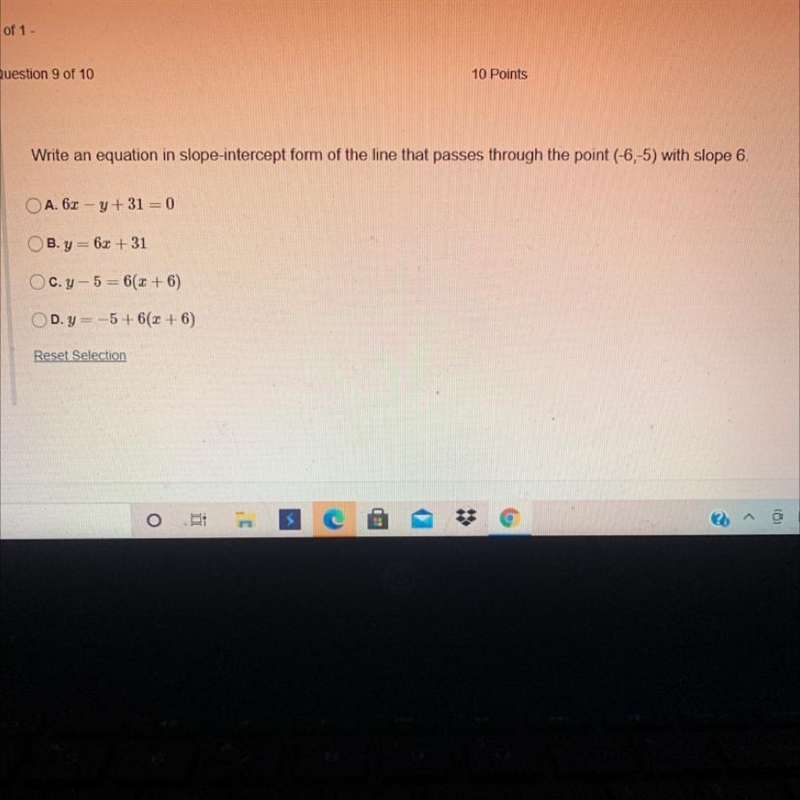 Write an equation in slope intercept form of the line that passes through the points-example-1