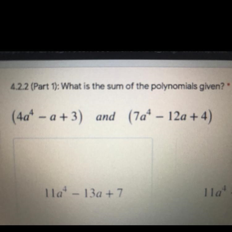 What is the sum of the polynomials given?-example-1