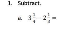 Subtract 3 (1)/(4) - 2(1)/(3)-example-1