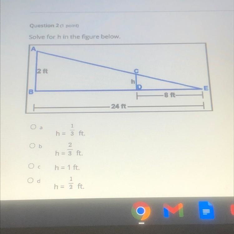 Solve for h in the figure below-example-1