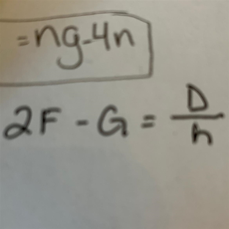 I need help solving a math problems it 2F-G=D/H-example-1