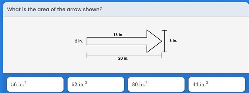 What is the area of the arrow shown?-example-1