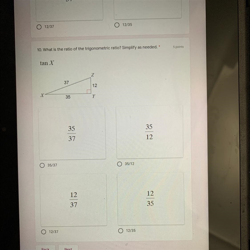 10. What is the ratio of the trigonometric ratio? Simplify as needed. *-example-1