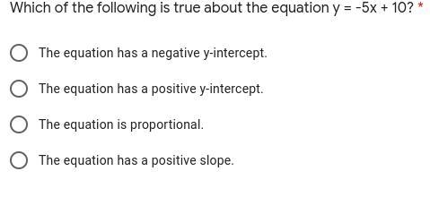 Which of the following is true about the equation y = -5x + 10? *-example-1