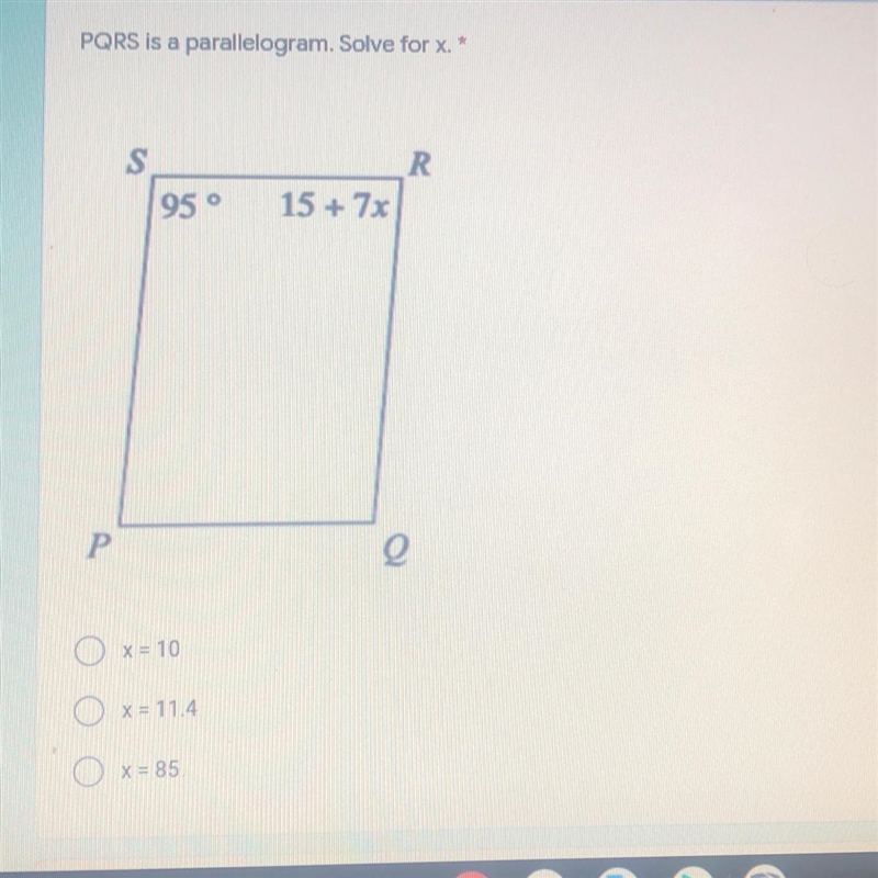 PQRS is a parallelogram. Solve for x. Plz help-example-1