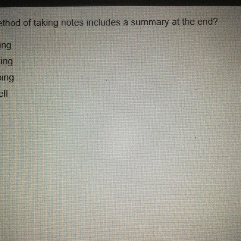 Which method of taking notes includes a summary at the end? charting outlining mapping-example-1