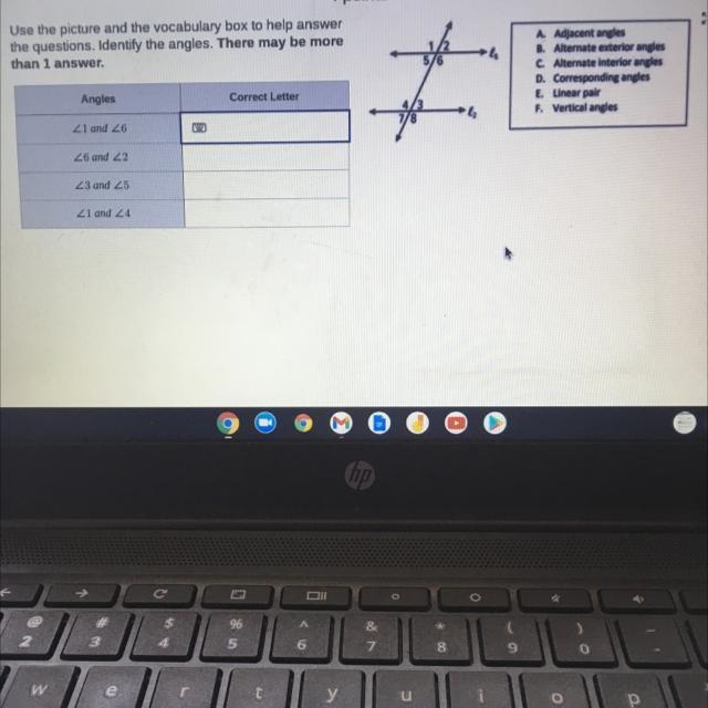 Which letter matches the angle?-example-1