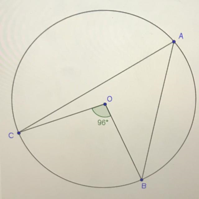 Point O is the center of this circle. What is m CAB? A.55 B.48 C.45 D.35-example-1