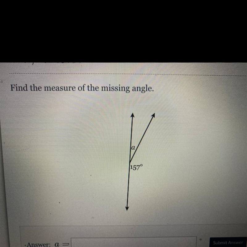 Find the measure of the missing angle.-example-1