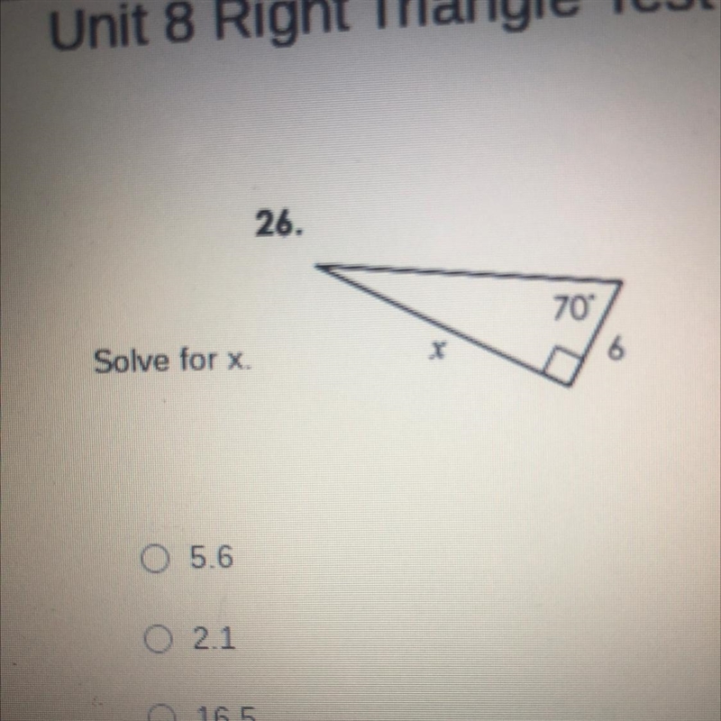 Solve for x A 5.6 B 2.1 C 16.5 D 2.2-example-1