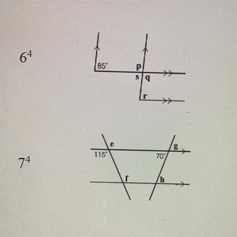 Need help with #6 Find the missing angles-example-1