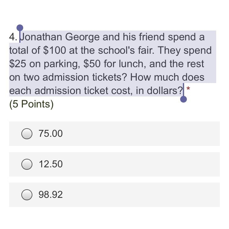 Jonathan George and his friend spend a total of $100 at the school's fair. They spend-example-1