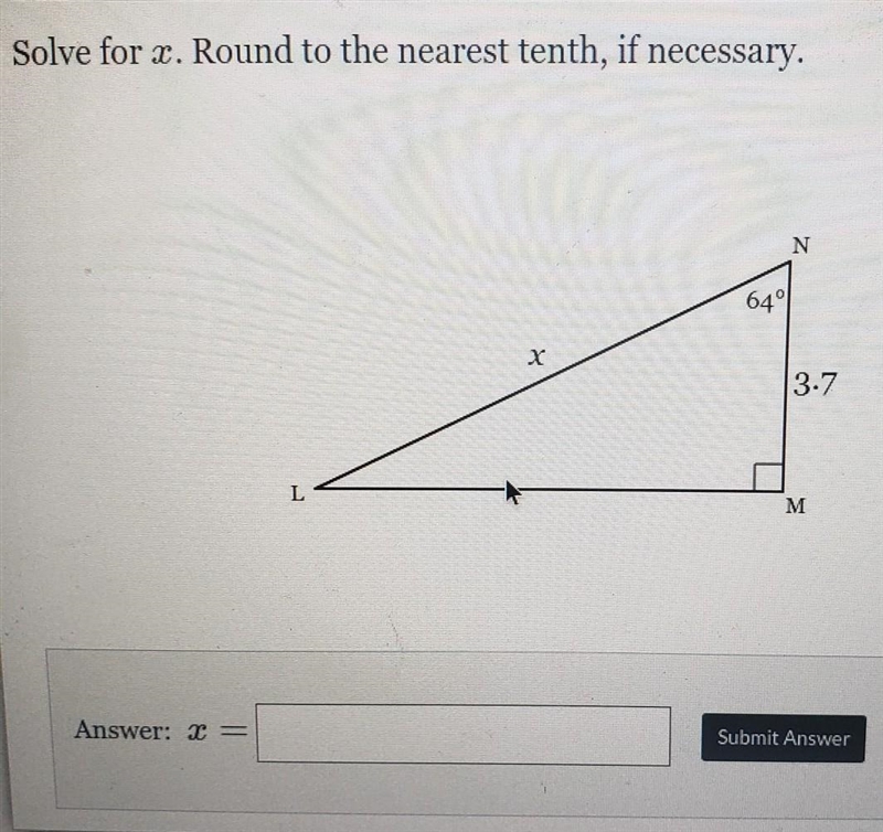 Solve for x. round to the nearest tenth, if necessary.​-example-1