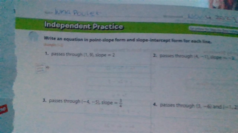 Independent practice write linear equations lesson 6-example-1