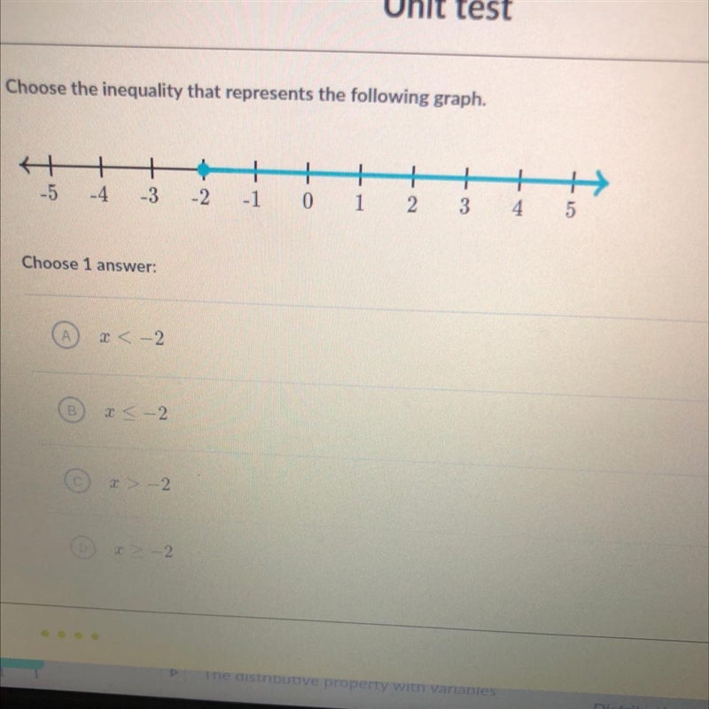 Choose the inequality that represents the following graph.-example-1