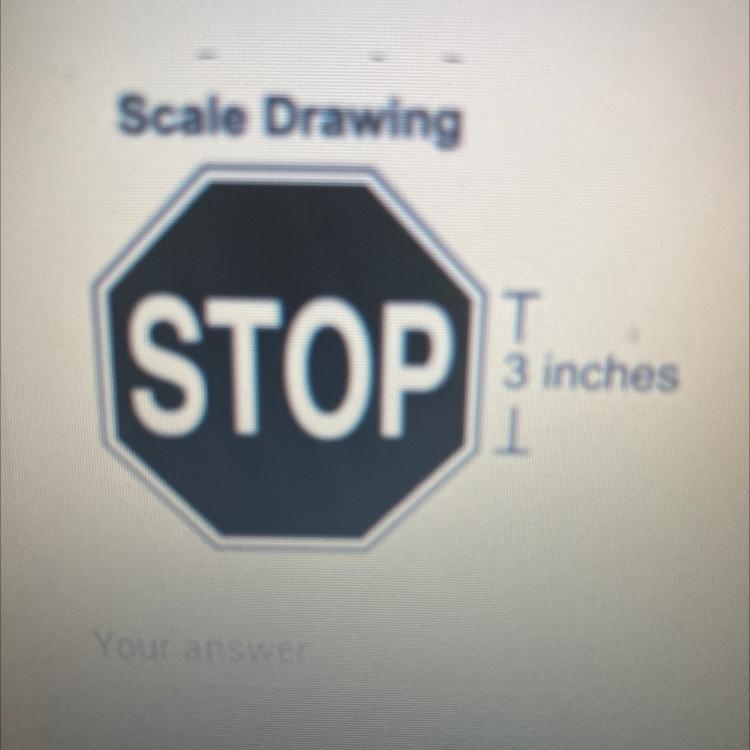 A scale drawing of a stop sign is shown. The scale of the drawing is 1 inch represents-example-1