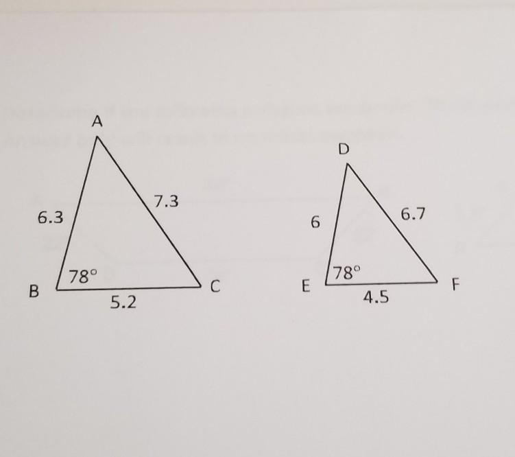 Are the following triangles similar, Explain your answer​-example-1