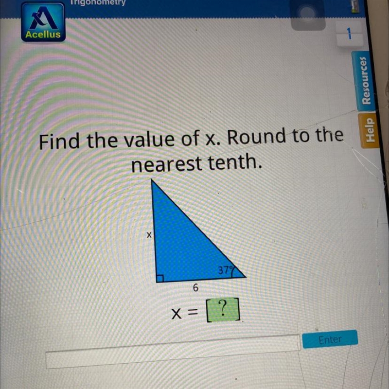 I need help to Find the value of x. Round to the nearest tenth.-example-1