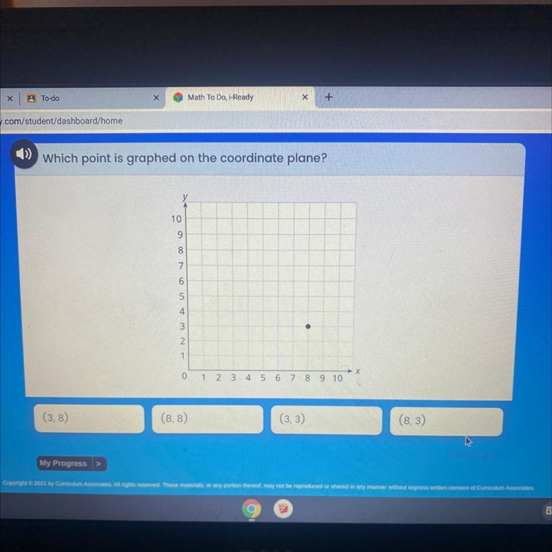 Which point is graphed on the coordinate plane?-example-1