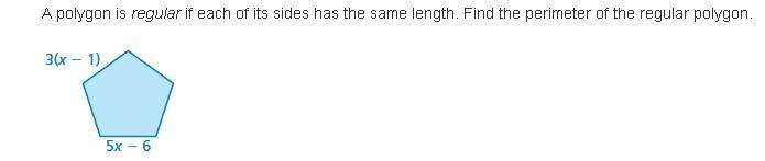 PLS HELP DUE TODAY A polygon is regular if each of its sides has the same length. Find-example-1