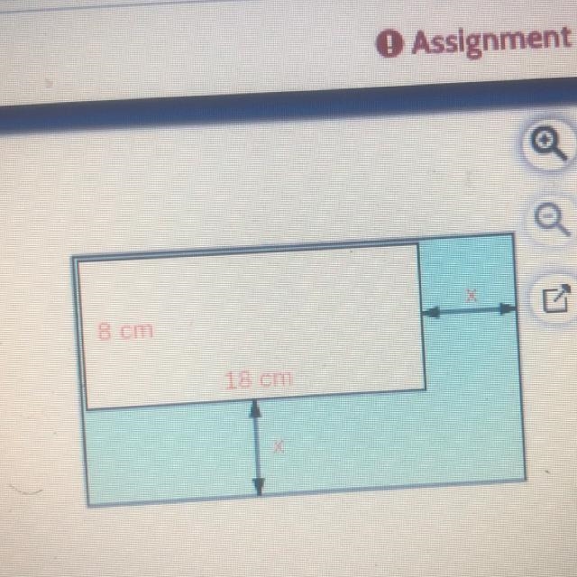 The total area of the figure to the right is 299 cm². Use this fact to write an equation-example-1