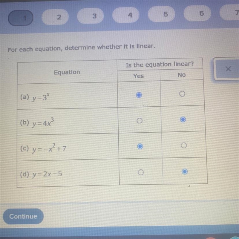 For each equation determine whether it is linear.-example-1