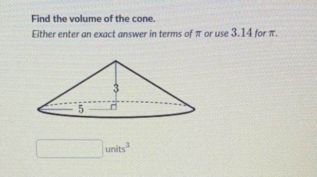 Find the volume of the cone-example-1