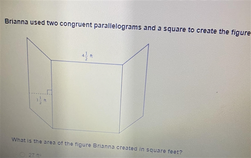 Help! What is the area of the figure Brianna created in square feet?-example-1