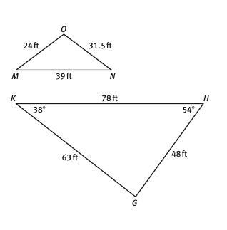 Are the following triangles similar?-example-1