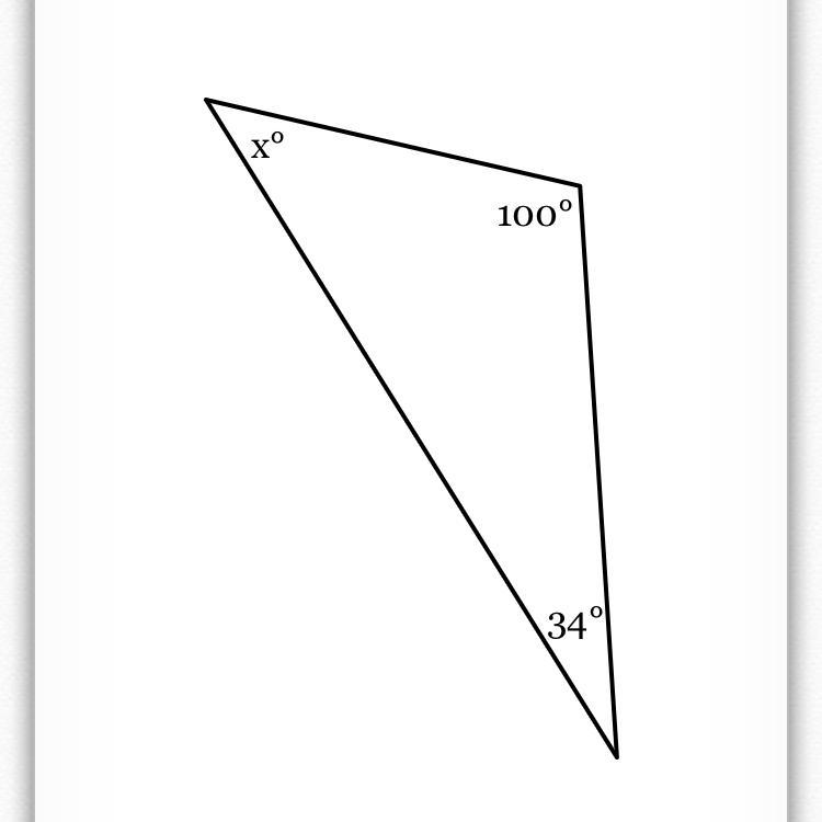 The measures of the angles of a triangle are shown in the figure below. Solve for-example-1