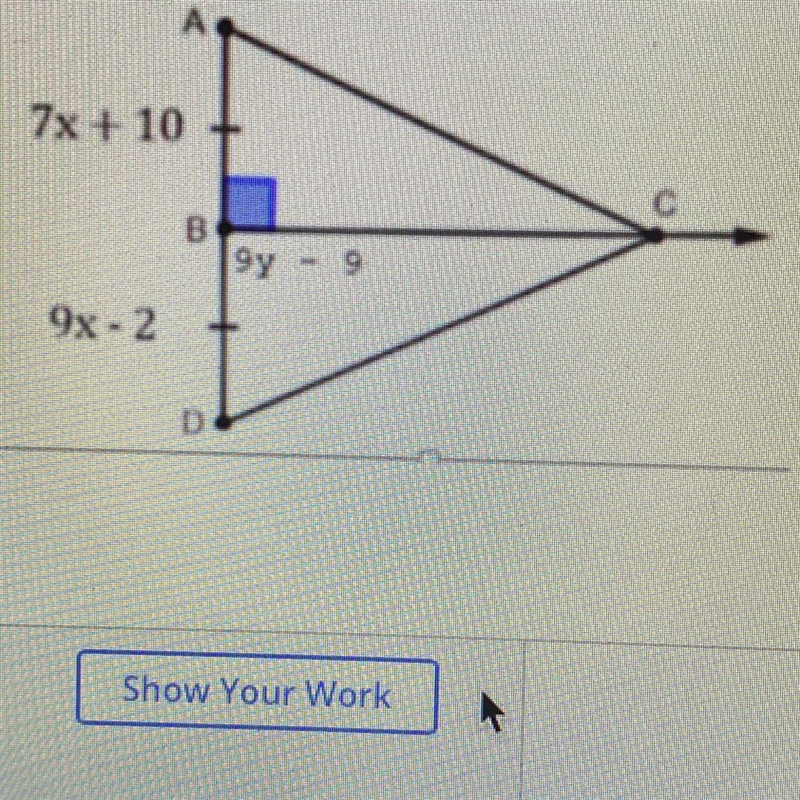 Find the value of X AND Y: Show your work.-example-1